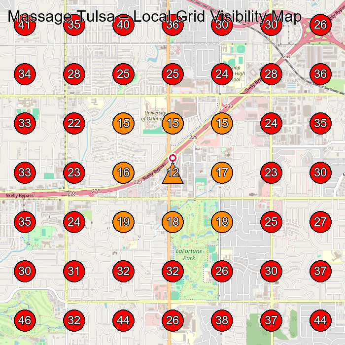 Massage Tulsa GeoGrid visibility map for Massage Spa in Tulsa